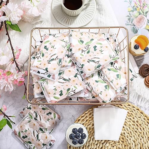 Miniatura 4 de PerKoop Paquete de 100 pañuelos Magnolia de tamaño de viaje, pañuelos faciales de bolsillo a granel, 3 capas, tejidos delgados, desechables, tamaño