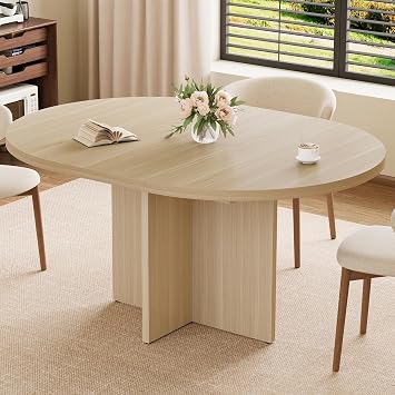 Garvee 43.3-59 Extendable Round Dining Table for 4-8, Natural