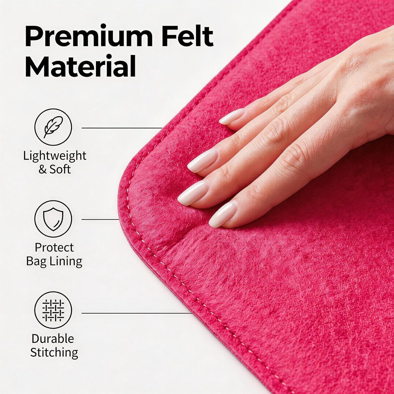 2 Pcs Felt Base Shaper, 12 x 5 Inch Bag Bottom Shaper Liner Board, Rose Red | Bag Bottom Shaper Pad, Base Support Board, Idea for Purse, Tote, Crossbody, Handbag, Backpack, Canvas, Shopping, Woven,Etc.