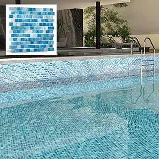 Glass Mosaic Tile 3D Gradient Light Blue 12 x 12 Inch Glossy Glass Tile ...