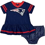 NFL New England Patriots Team Jersey Dress and Diaper Cover, Blue/red New England Patriots, 6-12 Months (138872160PTS612-417)
