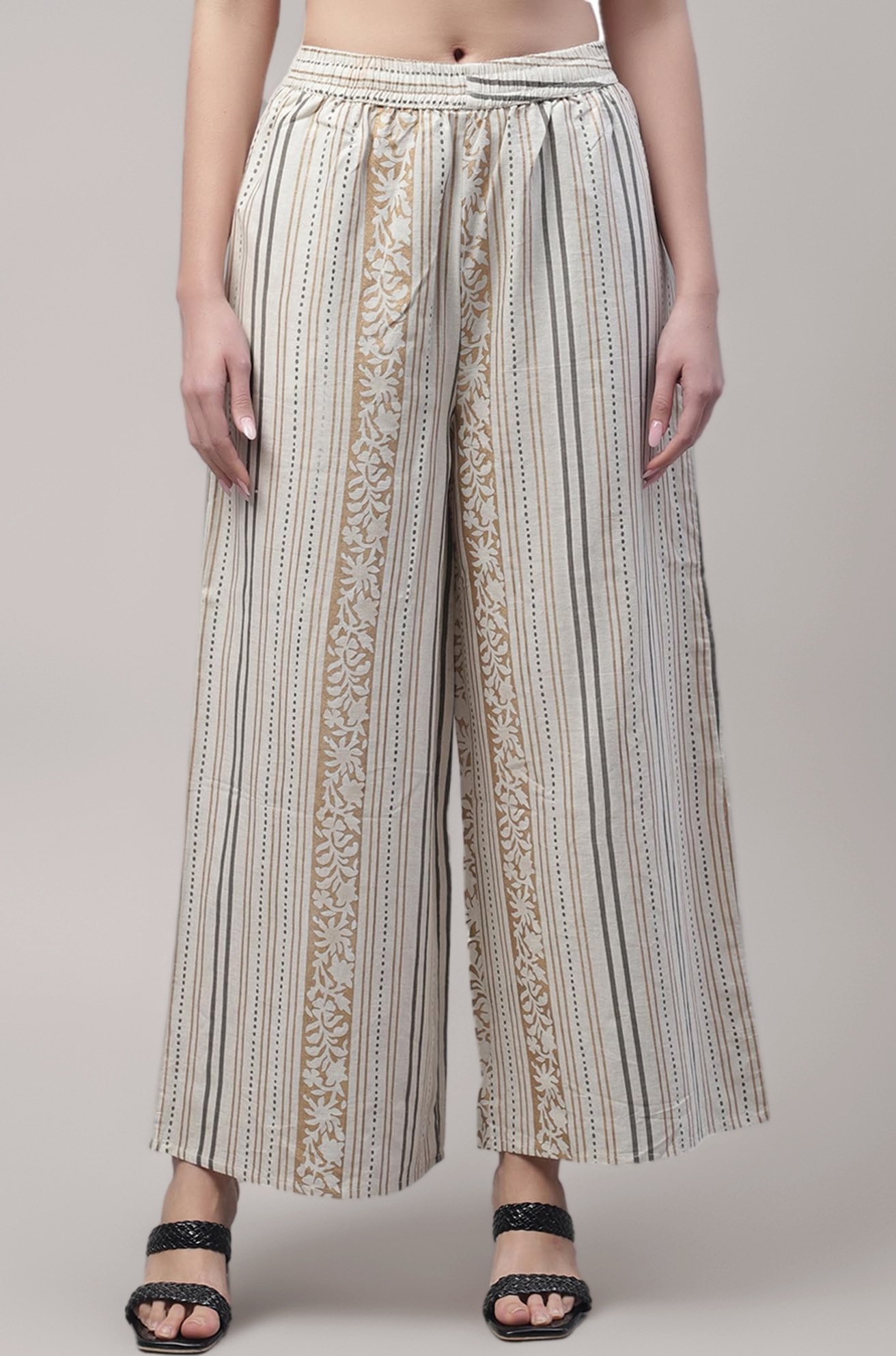Women's Regular Fit High Rise Cotton Flair Printed Regular Palazzo