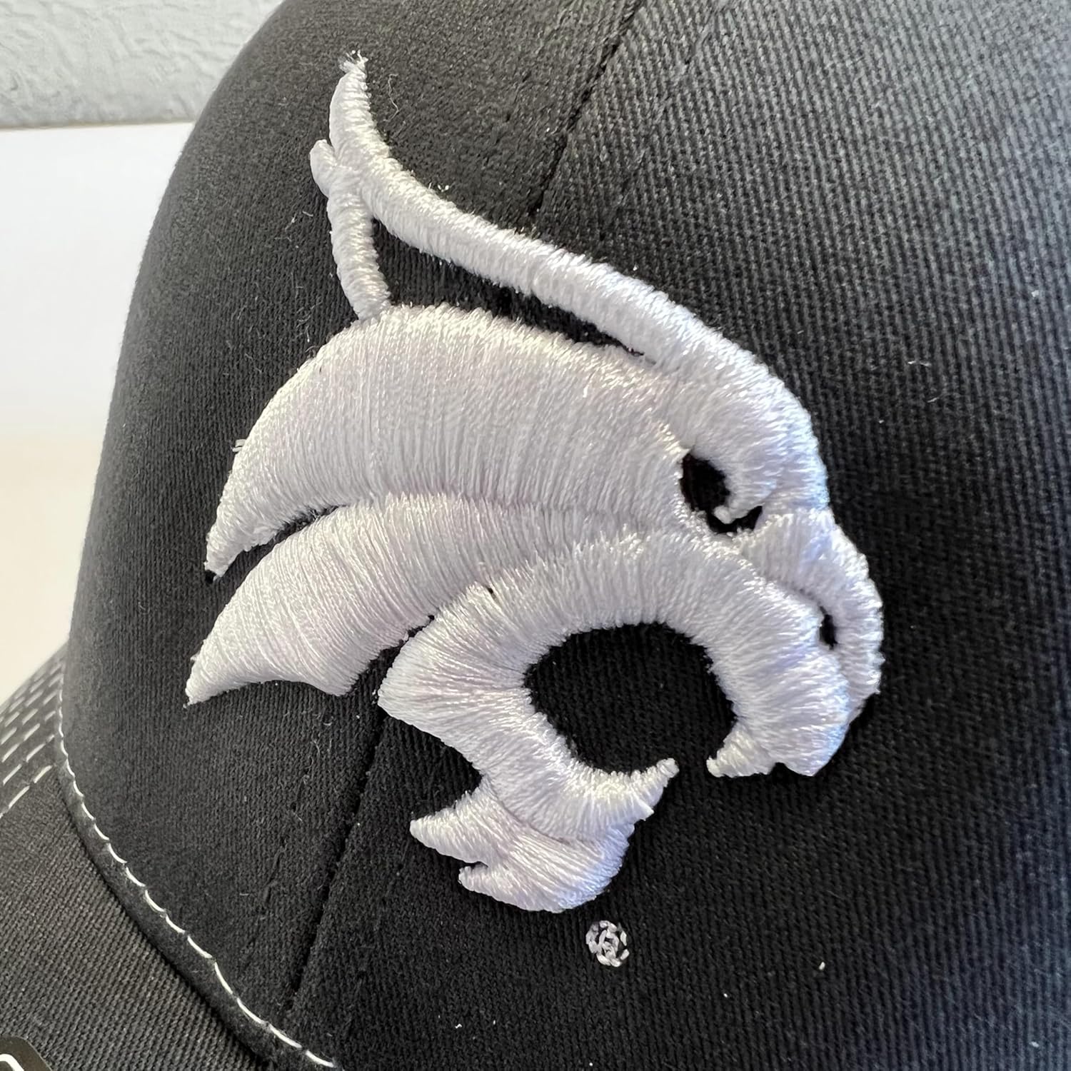 NCAA Collegiate Custom Embroidered Patch Charcoal and White Trucker Hat with Snapback Closure - Image 4