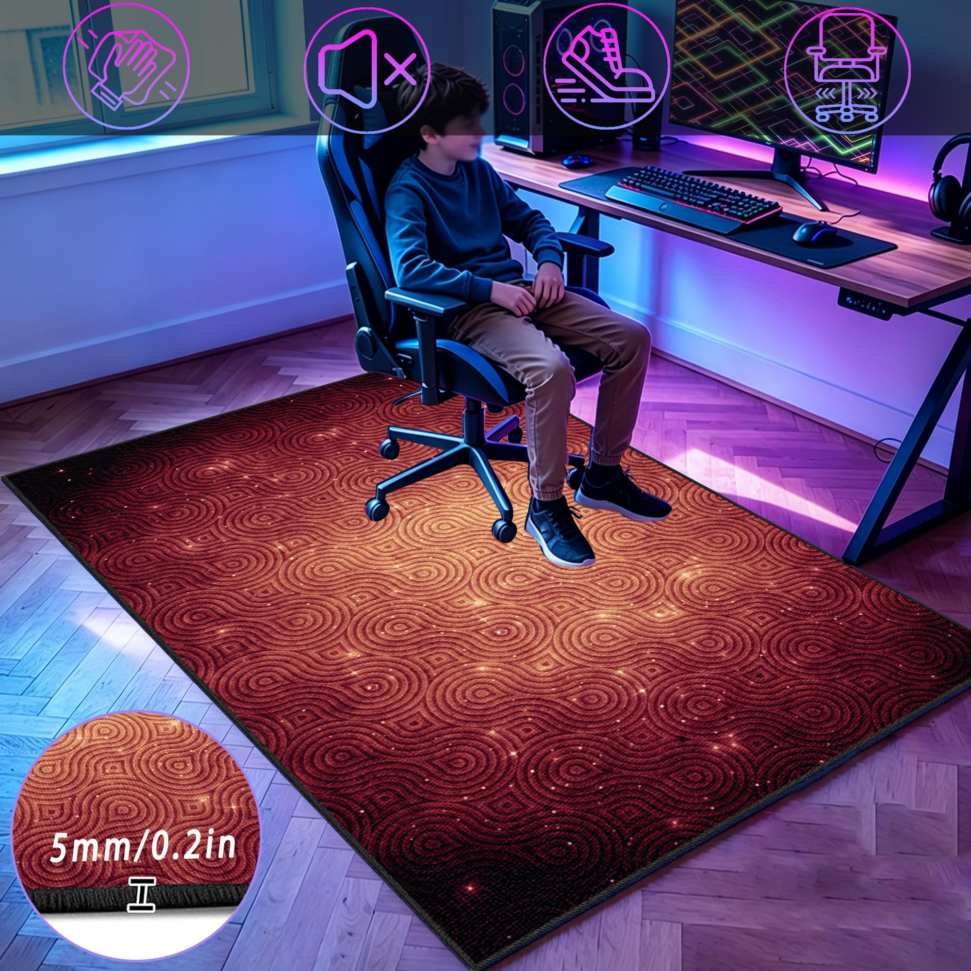 Dywan do sypialni Gaming Mata do gier na krzesło komputerowe 120 x 140 cm Antypoślizgowy dywan krzesło do gier na salę zabaw Dywan do salonu dla graczy Chłopiec