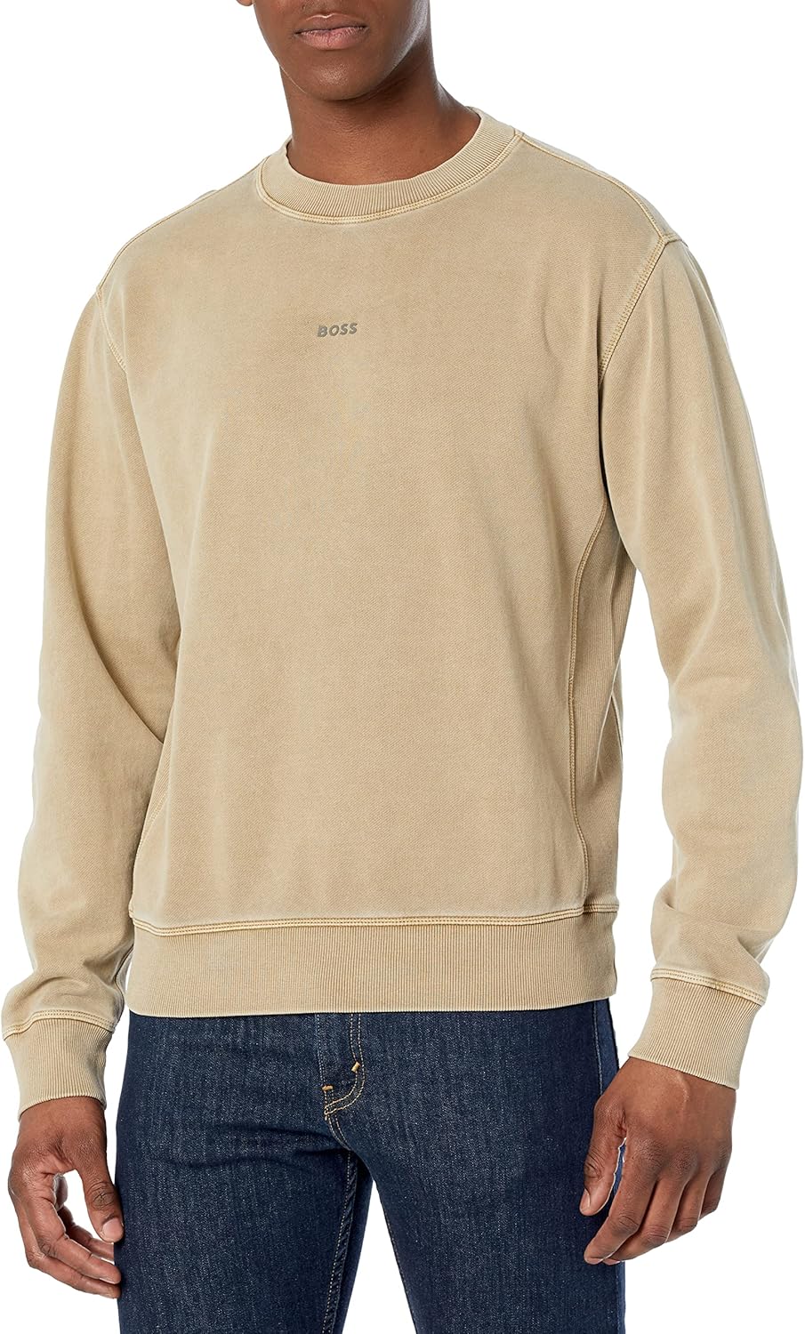 BOSS mens Center Logo Crew Neck Sweatshirt