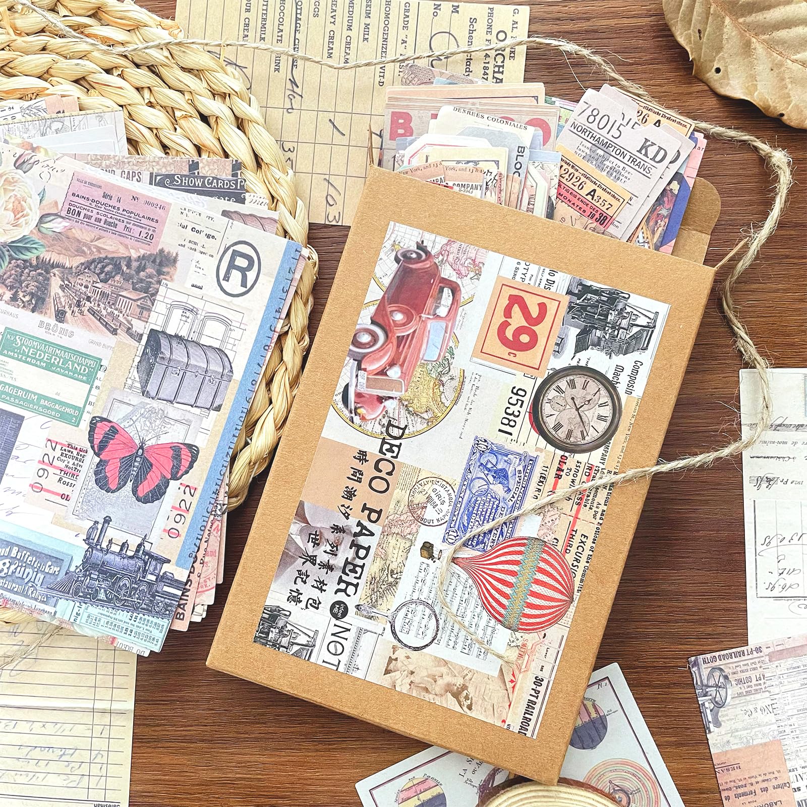 Zestaw do scrapbookingu w stylu vintage, 200 szt., papier do decoupage, naklejki na dzienniki, planery i rękodzieło, estetyczne materiały kolażowe, podróż