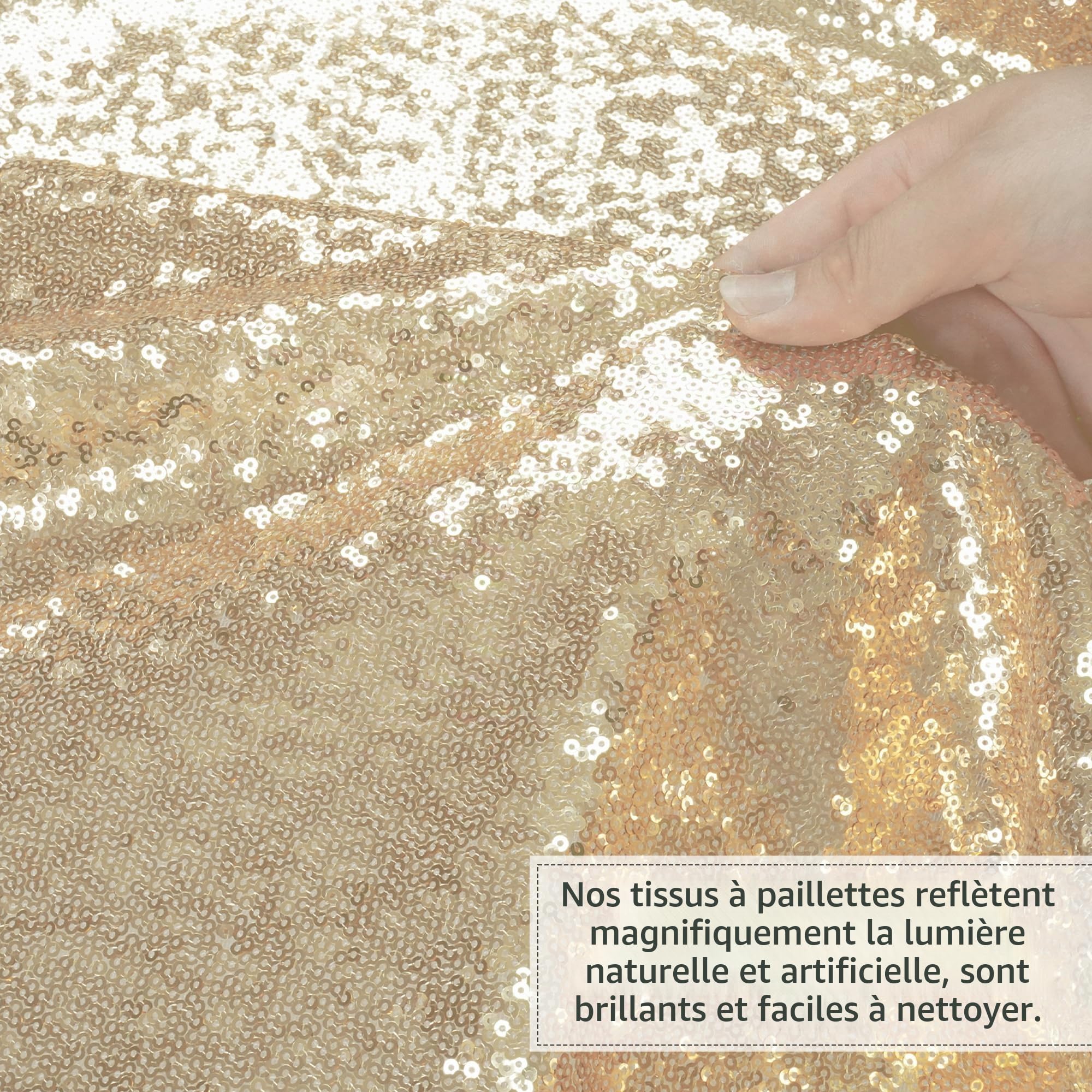 Eternal Beauty Nappe rectangulaire à paillettes dorées claires 152 x 305 cm pour mariage, Halloween, Noël, fête, banquet, Nouvel An