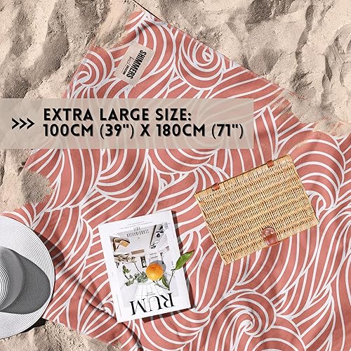 Miniatura 4 de SHIMMERS - Toalla de playa extragrande (40 x 71 pulgadas), secado rápido, microfibra de doble cara, ligera, extra grande, perfecta para piscina,
