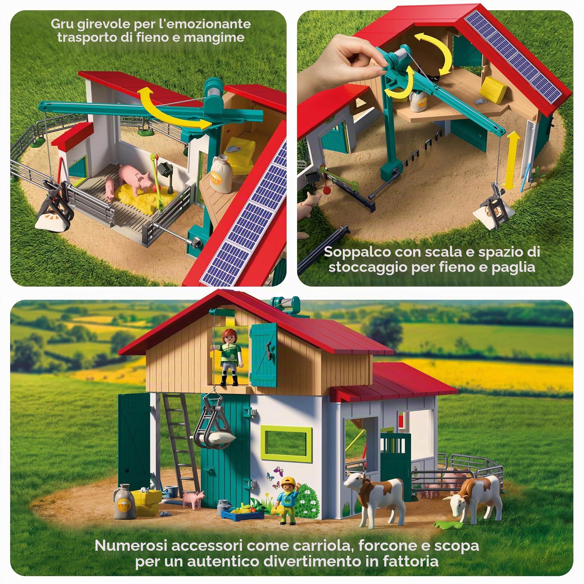PLAYMOBIL | Country | Grande fattoria | Set di gioco con gru di carico, stalle, molti animali e ricchi accessori | Per bambini da 4 anni | 72160