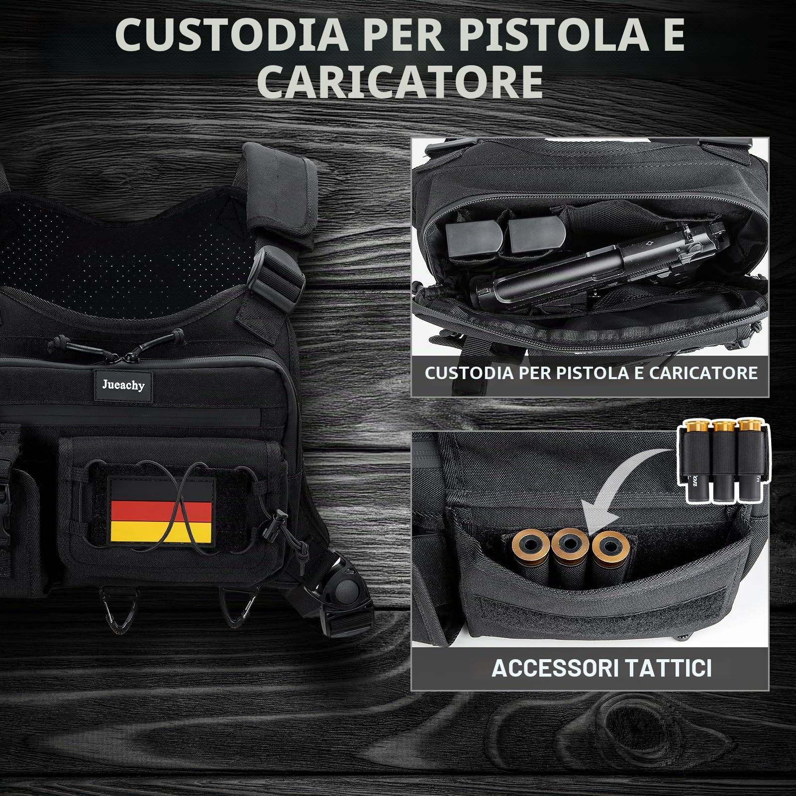 Jueachy Gilet da Corsa Uomo Tactical Running Vest Riflettente Borsa per Corsa e Jogging Zaino da Corsa