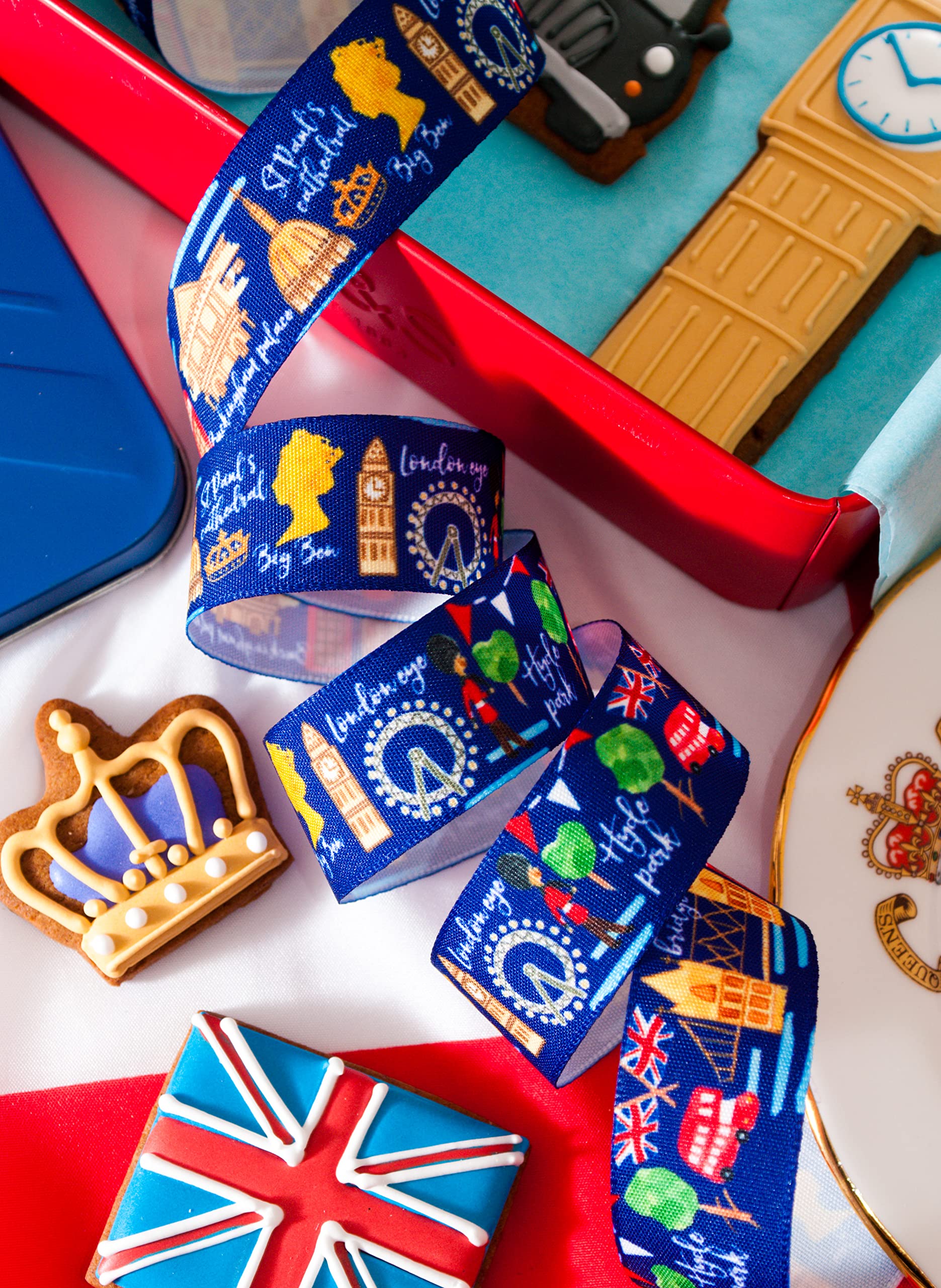 Royal London Matte Finish Ribbon Bunting London Town Queen's Guards 25mm X 4 mts