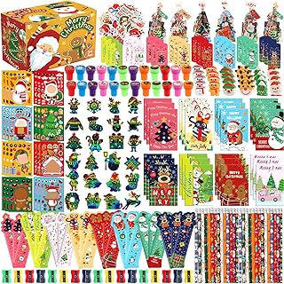 290 PCS Christmas Party Favors for Kids, Fun & Colorful Stationery Goodie Bag Fillers,