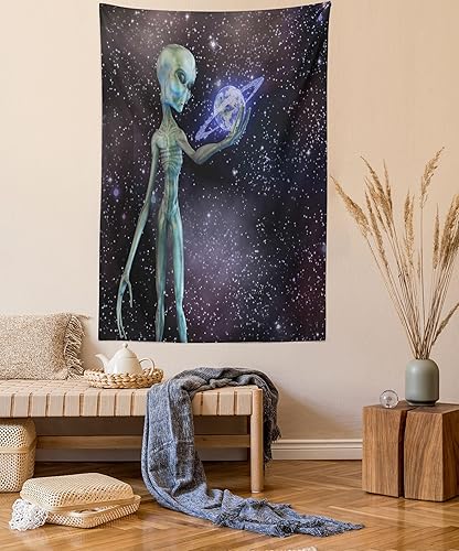 Miniatura 38 de Lunarable Tapiz de flores tamaño individual, racimo de flores abstractas con fondo de polinización de neón, formas de crecimiento de la naturaleza