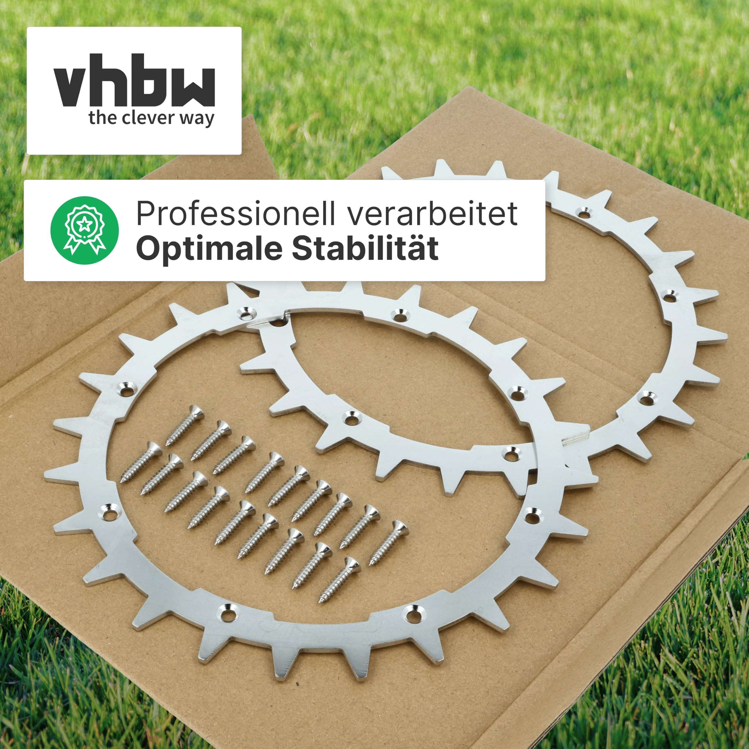 vhbw 4x rueda dentada compatible con Flymo 1200 robot cortacésped - acero inoxidable, 24 dientes