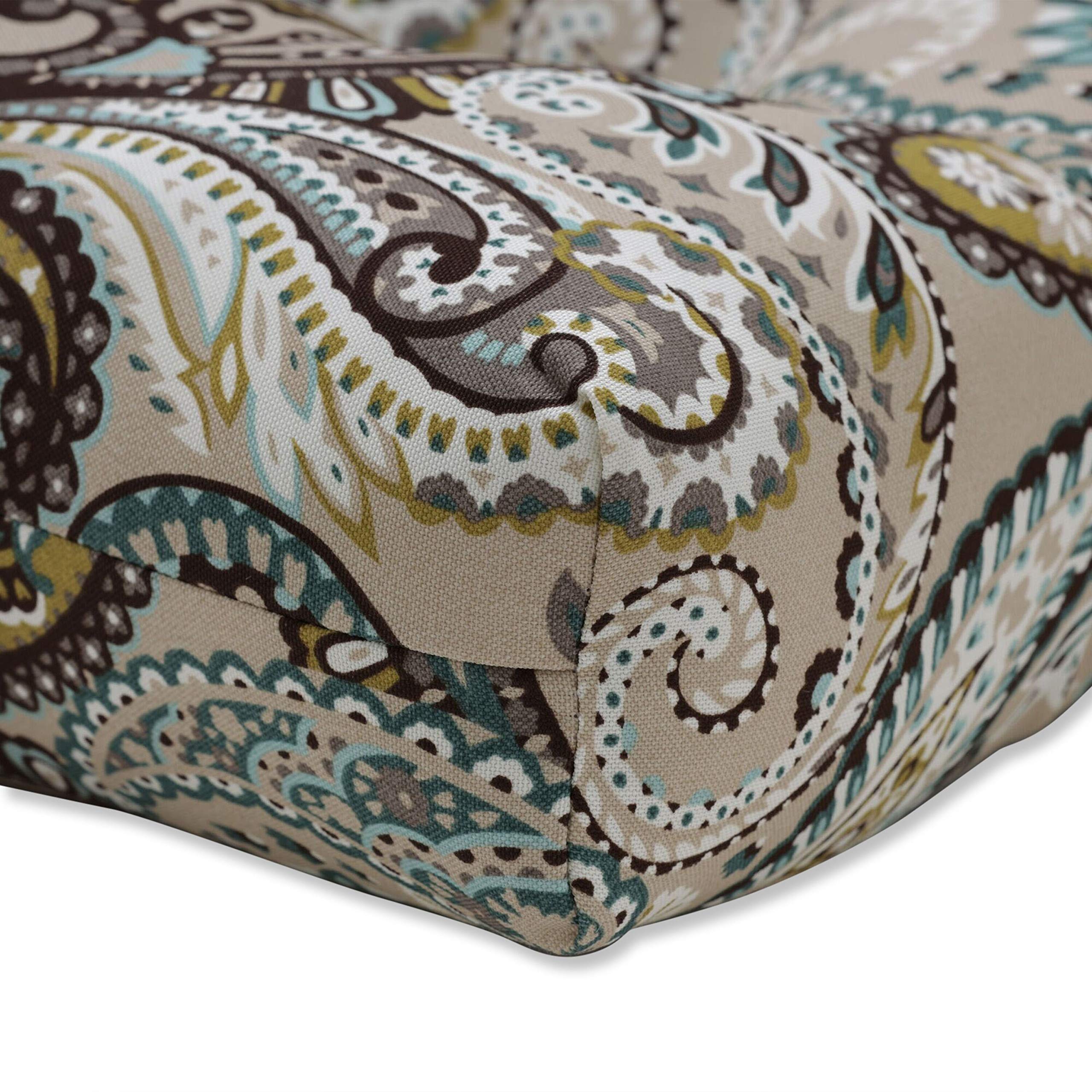Pillow Perfect Outdoor/Indoor Tamara Paisley Quartz pikowana poduszka na ławkę/huśtawkę, 1 szt. (1 sztuka), niebieska