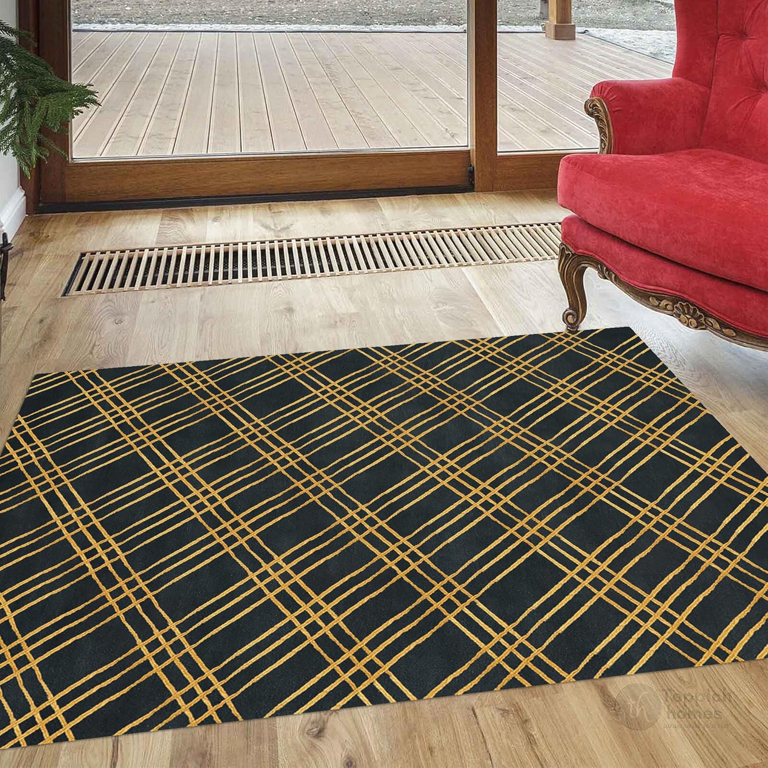 Handmade Hand-Tufted Wool Rug, Modern Geometric Pattern, Premium Living Room Area Rug 7x10 Soft Durable Floor Carpet for Bedroom Dining Room