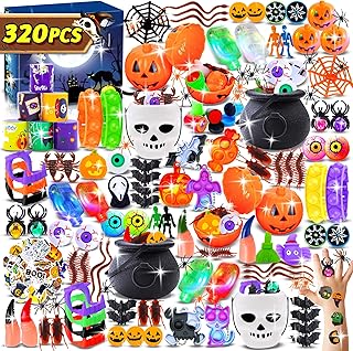 320pcs Halloween Party Favors for Kids, Halloween Toys Bulk, Classroom Prizes, Goodie Bag Stuffers,Halloween Pinata Stuffers,Treasure Box Toys,Carnival Prizes, Halloween Treats,School Classroom Reward