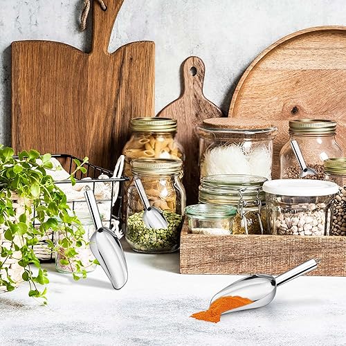 Miniatura 5 de LIANYU Cuchara de hielo grande, cuchara de acero inoxidable de 24 onzas, cucharas de alimentos de metal para cubitos de hielo, cuchara de utilidad