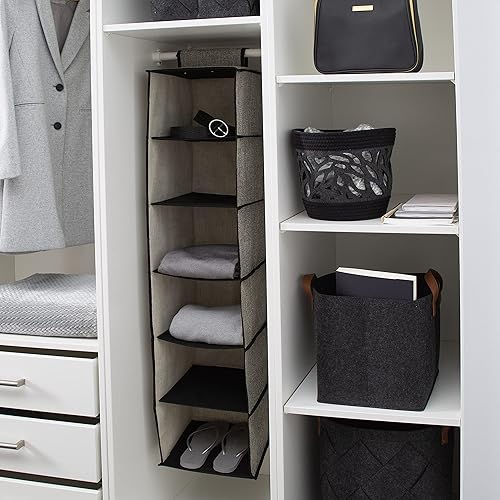 Miniatura 4 de Simplify Organizador de armario de 6 estantes, ahorrador de espacio, estantes para suéter y ropa, en negro