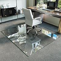 Vista 27 de Koonmi Tapete para silla de vidrio templado para suelos de madera dura y alfombras, 30" x 48" gris, protector de piso de oficina de servicio pesado