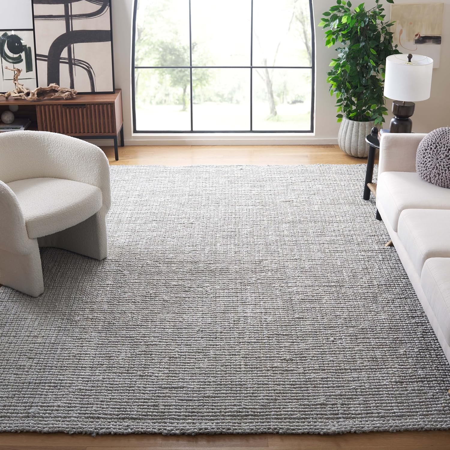 SAFAVIEH Natural Fiber Collection Area Rug - 9' x 12', Grey, Handmade Farmhouse Jute, Ideal for High Traffic Areas in Living Room, Bedroom (NF730F)