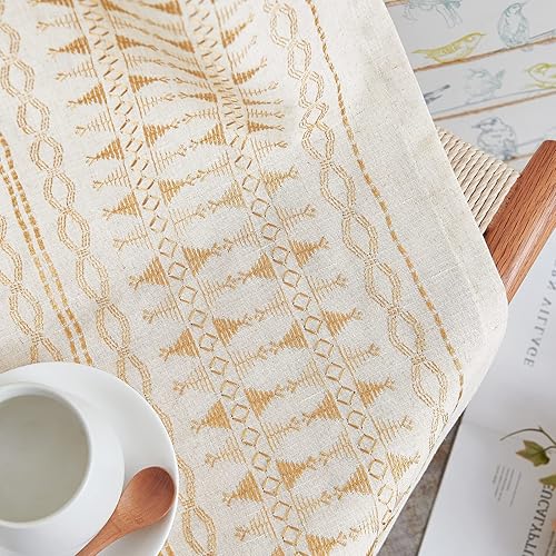 Miniatura 3 de jinchan Cortinas bohemias bordadas para ventana de dormitorio, cortinas de lino con ojales geométricos, juego de tratamiento de ventana bohemio para