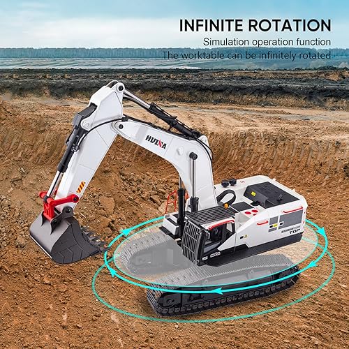 Miniatura 4 de ZOSTER Modelo de excavadora de aleación RC HUINA 1594 114 2.4G 22CH 4 en 1 excavadora de aleación hidráulica con agarre de madera modelo de vehículo