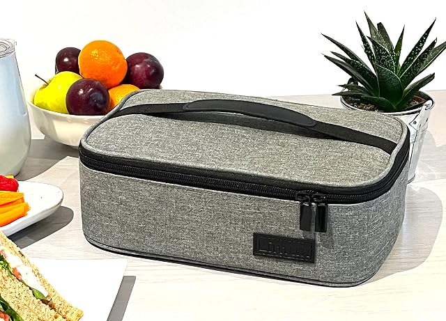 Small Lunch Box Bag Food Storage for Men Women Adults and Kids, Portable Thermal Insulated Cooler Bag, Compact Adult Lunch Box Work Office, Travel kit. Grey.UK Brand.