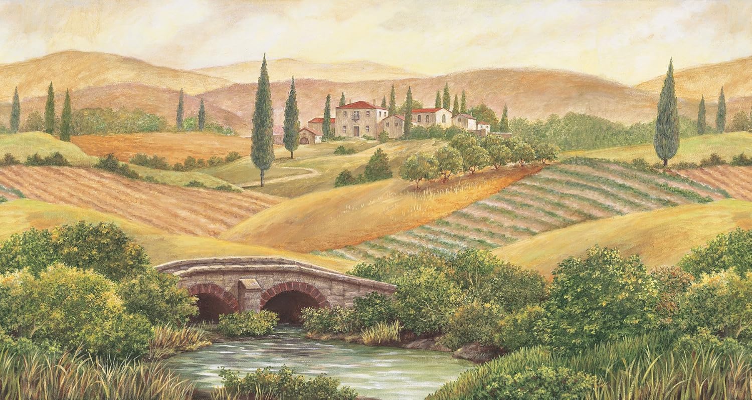 Brewster Home Fashions Round The World 259-72028 Pre-Pasted Wall Mural Tuscany View, 72-Inch Height x 108-Inch Width