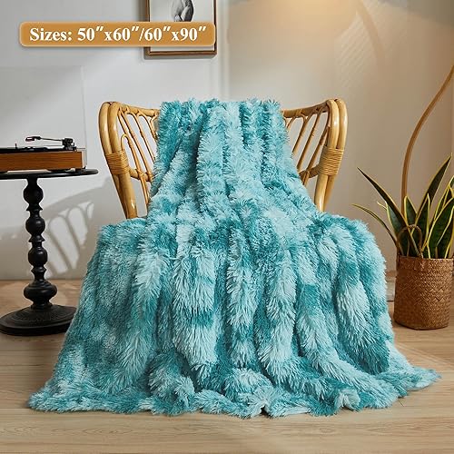 Vista 83 de XeGe Manta de felpa de piel sintética, cómoda manta mullida de 50 x 60 pulgadas, lujosa manta bohemia ligera para sofá, manta otoñal ultra suave