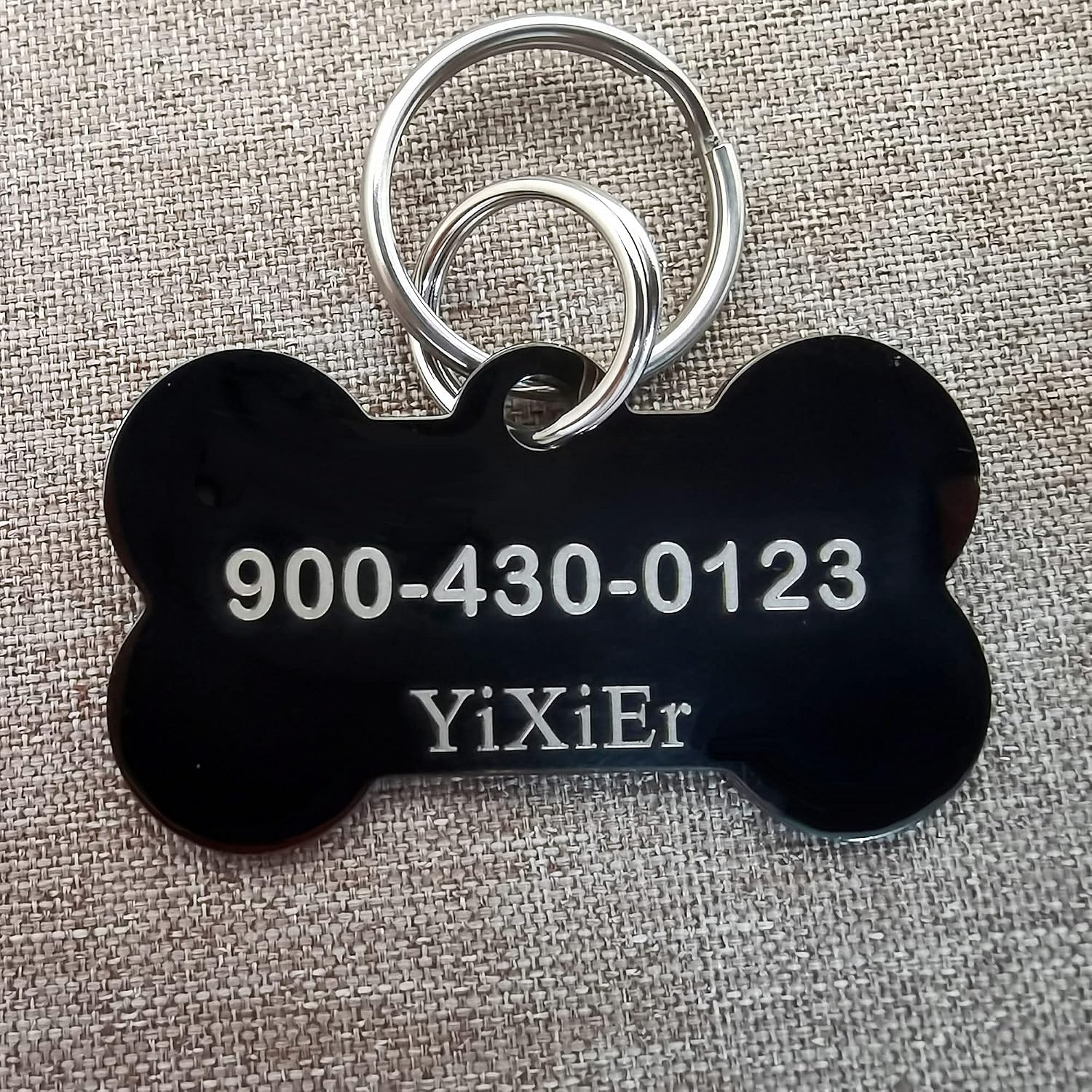 YiXiEr Personalized Cat Tags, Dog Tags Front and Back Engraved, Stainless Steel Pet ID Tags Various Designs and Colors - Bone, Round