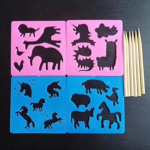 Miniatura 10 de BESTING Papel de rascar 210 hojas de 4 x 4 pulgadas para niños, nota de rascar de color arcoíris con 4 rascadores, 10 bobinas de encuadernación en