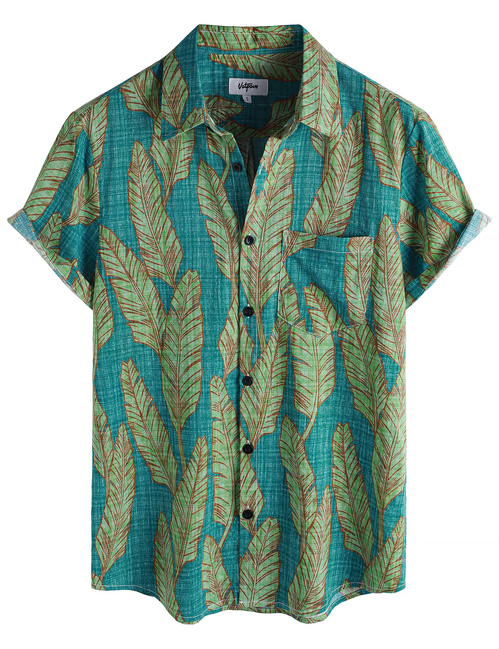 Mens Front Pocket Hawaiian Flower Shirts Casual Short Sleeve Button Down Beach Shirts