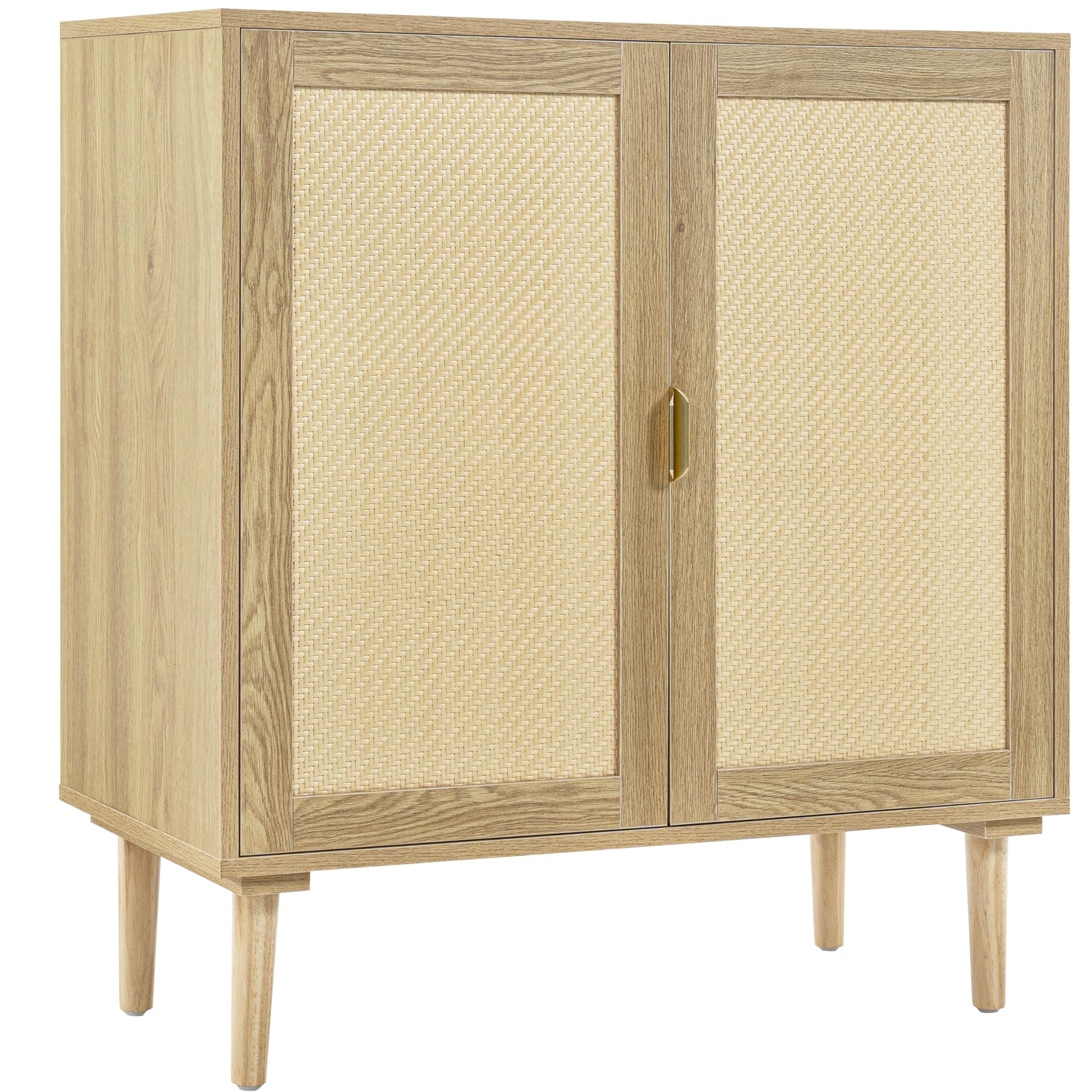 Naomi Home Valentina - The Premium 2 Door Rattan Storage Cabinet with Golden Handles, 31.5" L x 15.75" W x 34.65" H – Best in Class for Spacious
