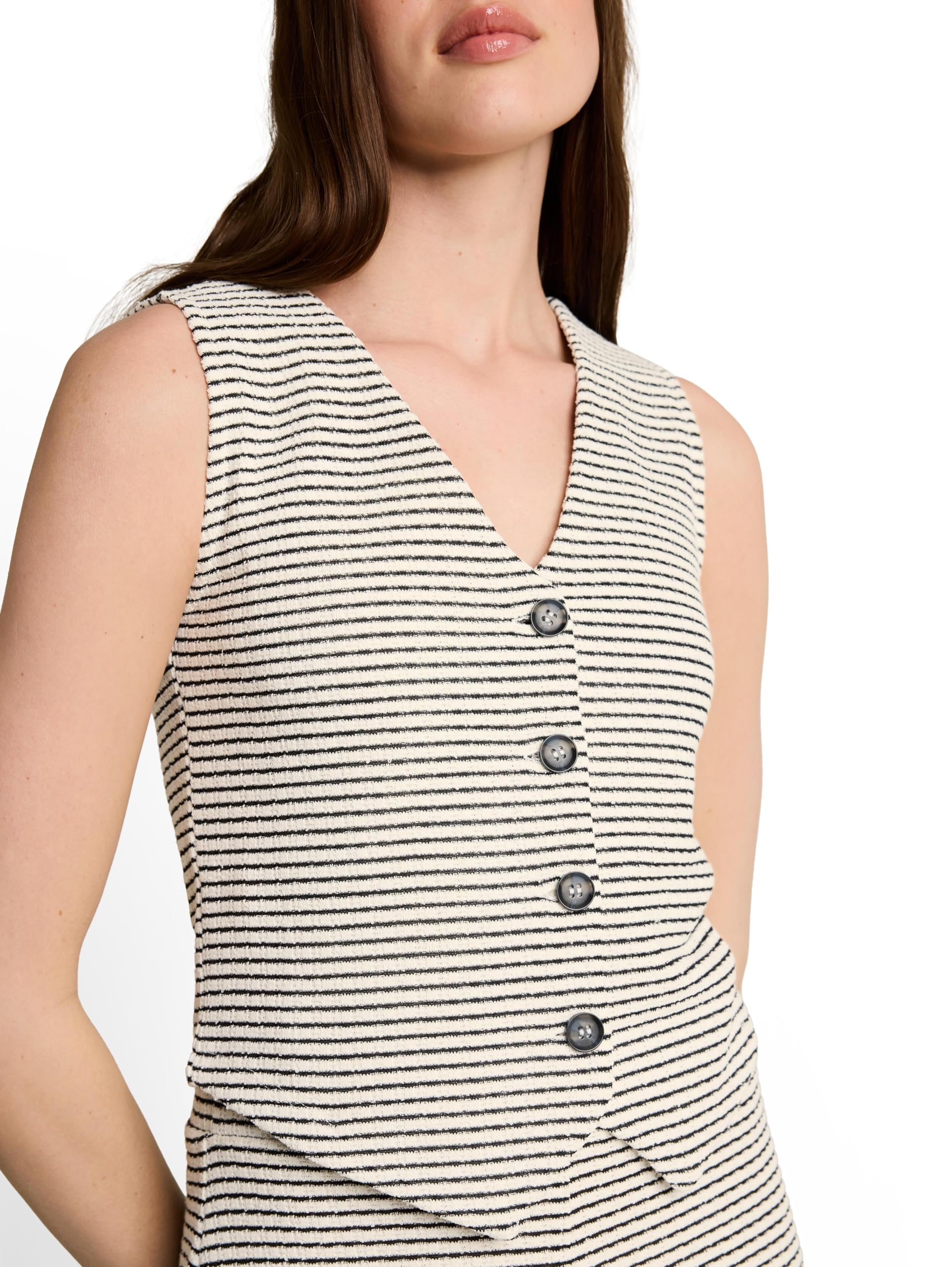 Tom Tailor Denim Damen 1051836 Fitted Jacquard Blazer-Weste