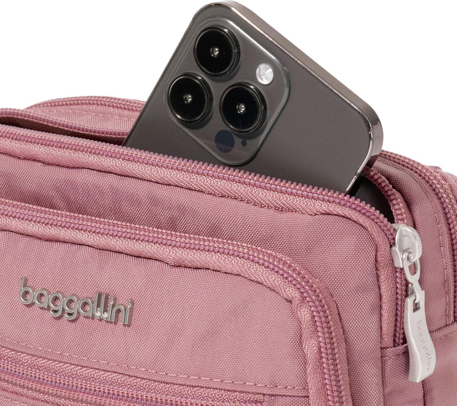 Baggallini Triple Zip Small Crossbody Bag for Women - 8x6 Lightweight Convertible Fanny Pack Belt Bag - Image 10