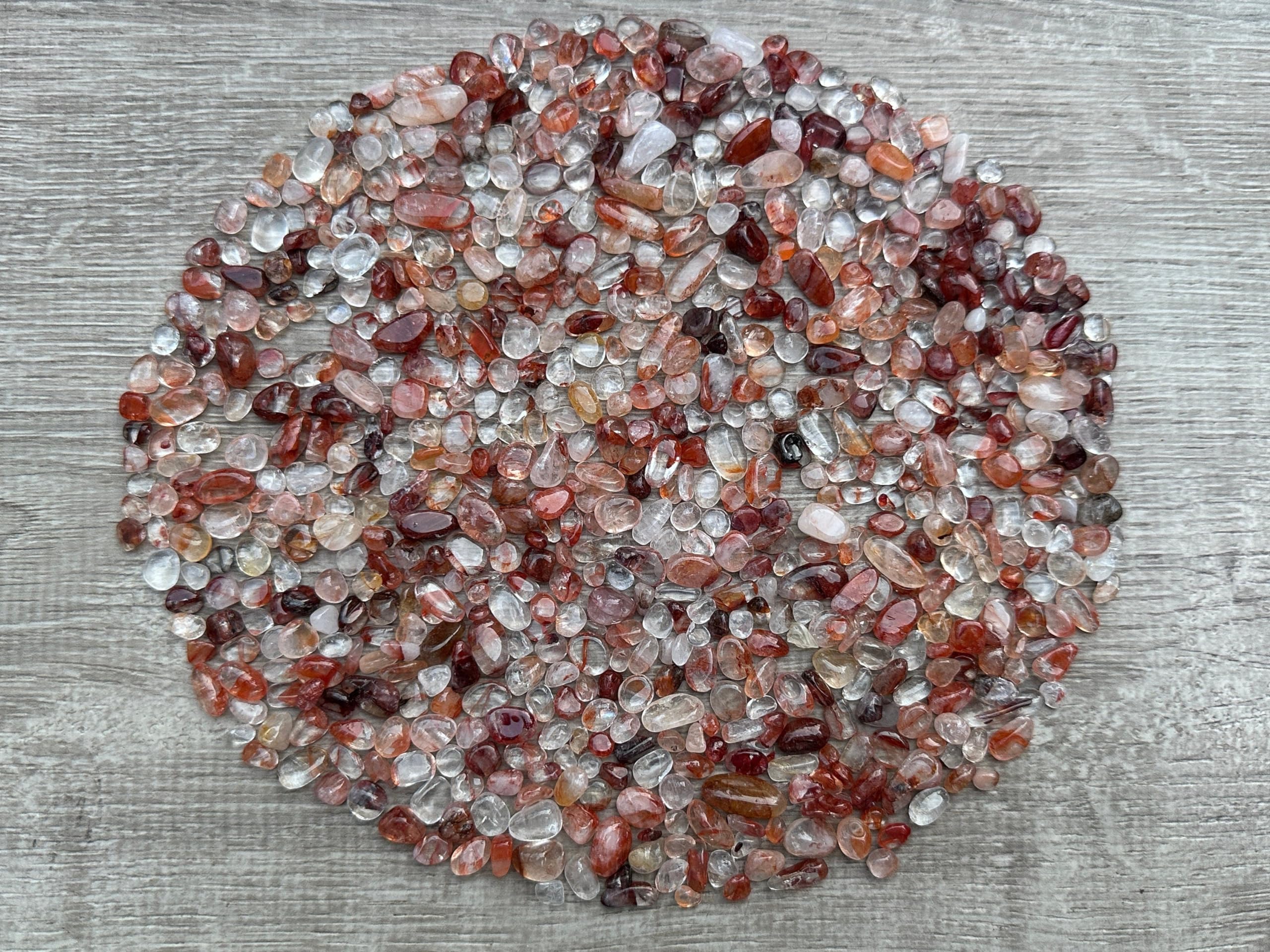 2 oz Lot Natural Semi Tumbled Fire Quartz Gemstone Chips, Crushed Mini Crystals, Undrilled Crystal Chips
