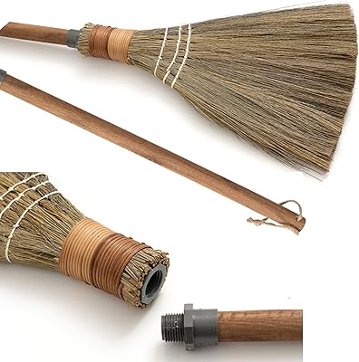 Vietnamese Straw Soft Broom - Small Whisk Broom With Grey Handle