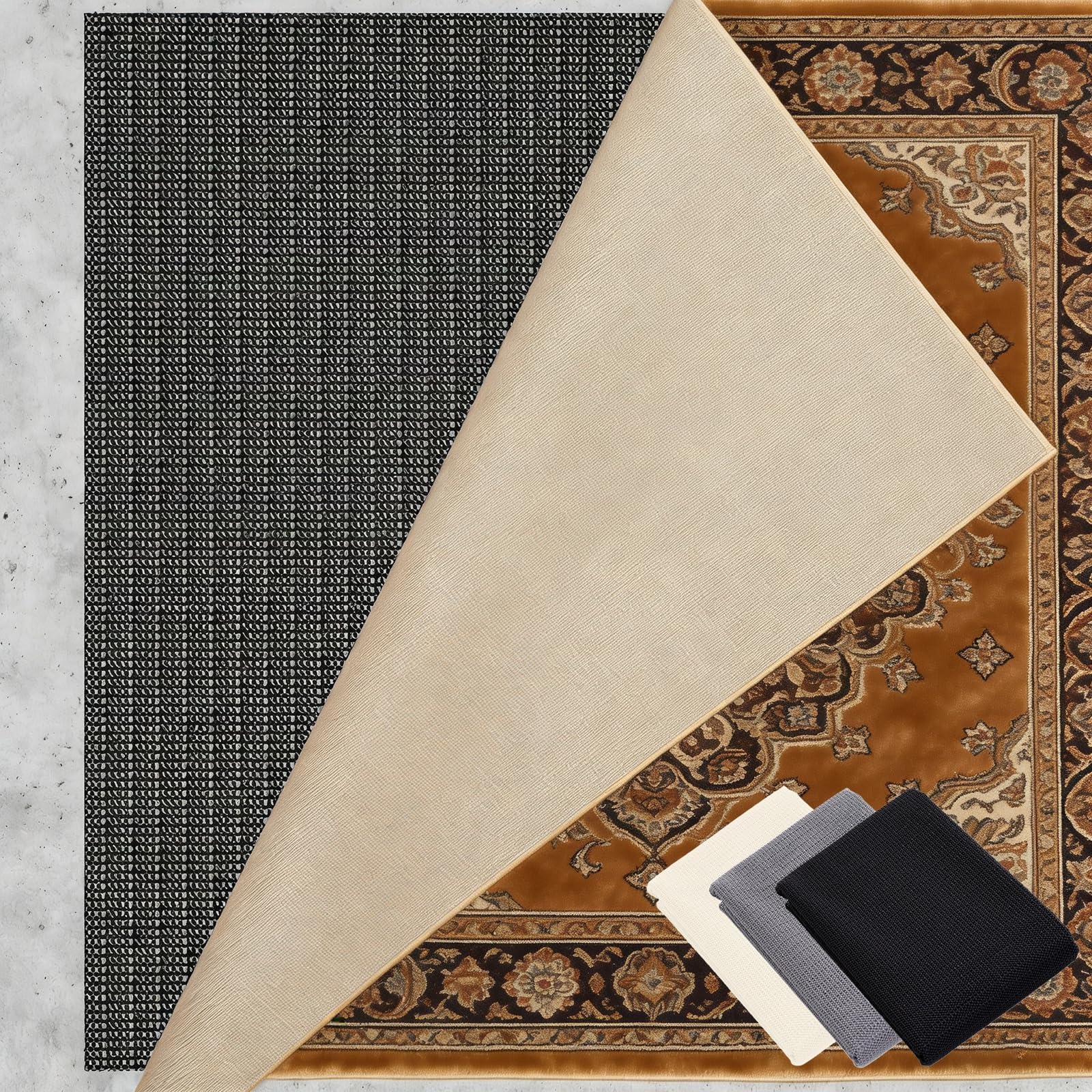 Tapis antidérapant pour tapis 160x230 noir lavable taille personnalisable