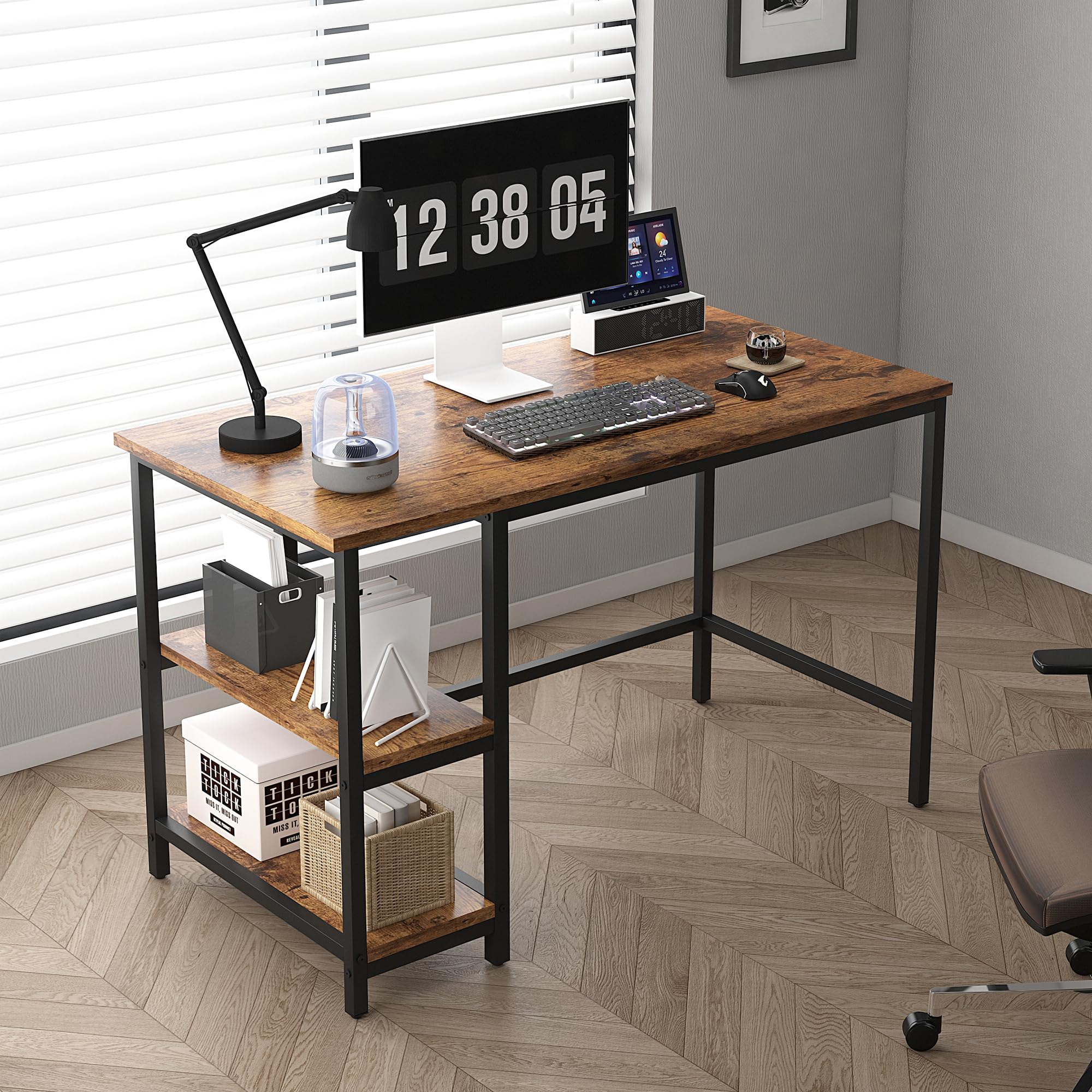 mcc direct Computer Desk, Writing Desk with 2 Shelves on Left or Right, Work Table for Office Home Study Writing Table Chicago(Brown, 100cm) — image 1