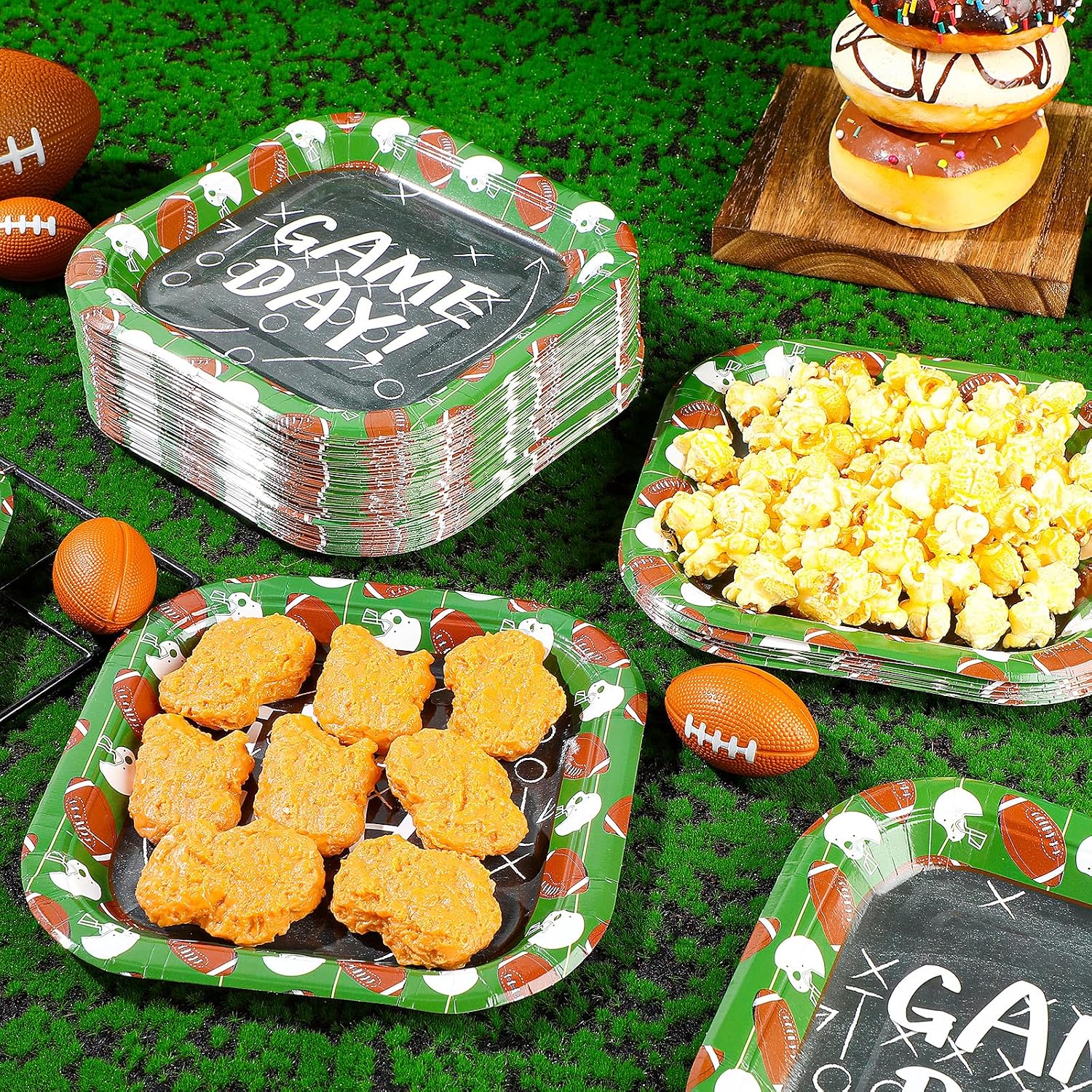 100 Pcs Football Plates 7'' Disposable Football Party Paper Plate,Game Day image 2