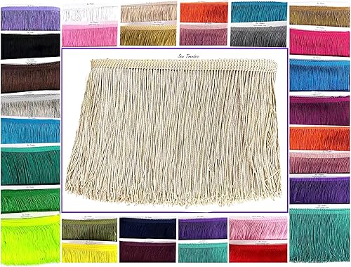 SEW TRENDS 2 yardas de hilo de flecos de cadeneta de 12 pulgadas de largo, borla, flecos trenzados para manualidades, costura y decoración, color