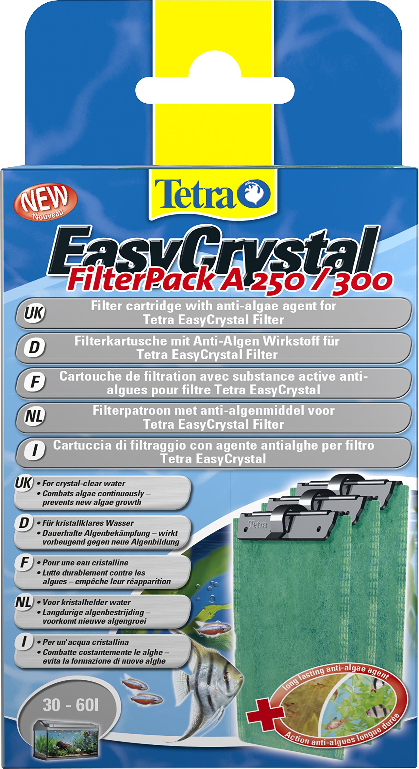 Tetra 243040 EasyCrystal A 250/300 - Cartucho de filtro para pecera con agente antialgas AlgoStop, 60 ml