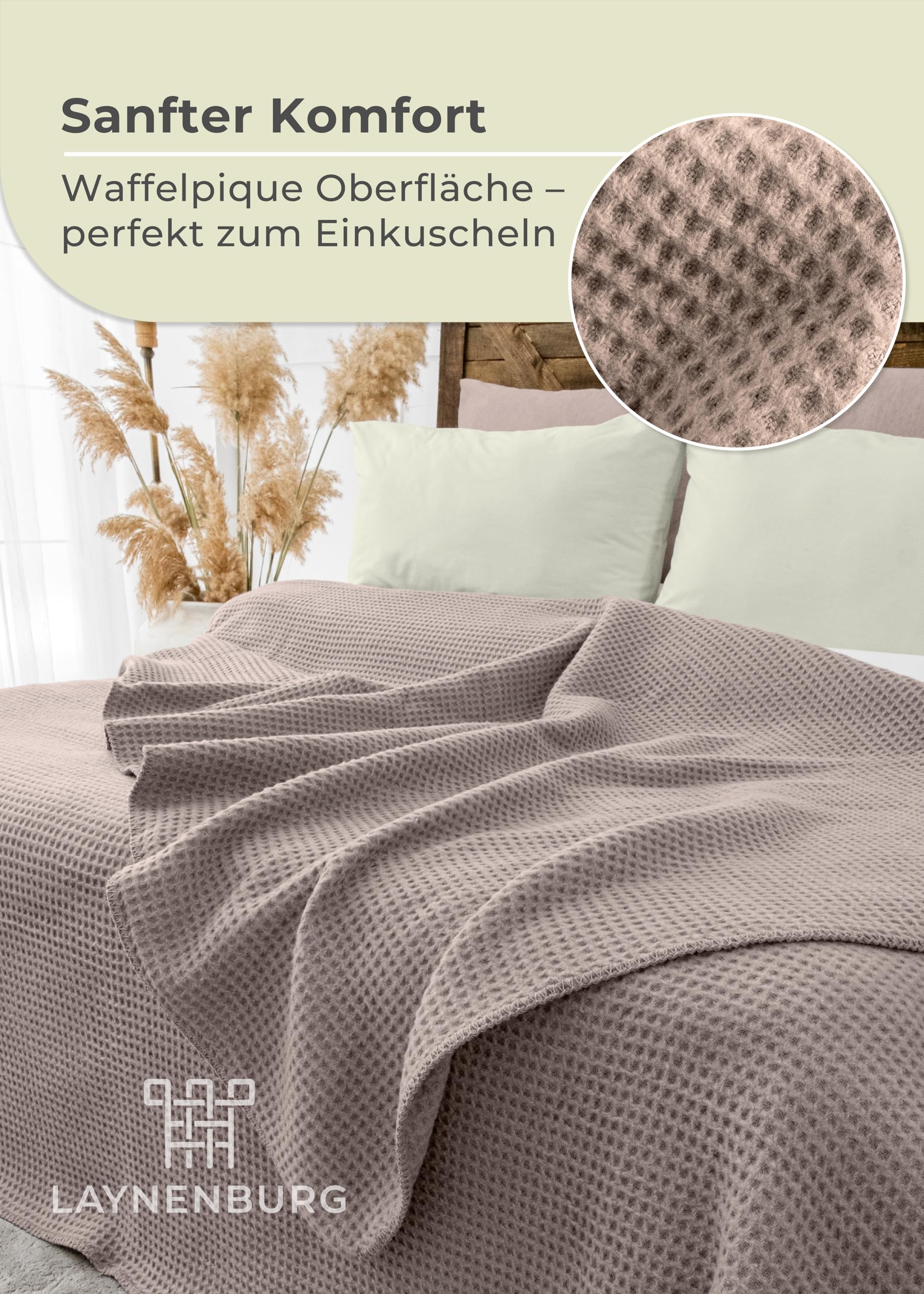 Premium Katoenen Wafelpiqué Deken Zonder Franjes - 180 X 220 Cm Zomerdeken Voor Bed En Bank