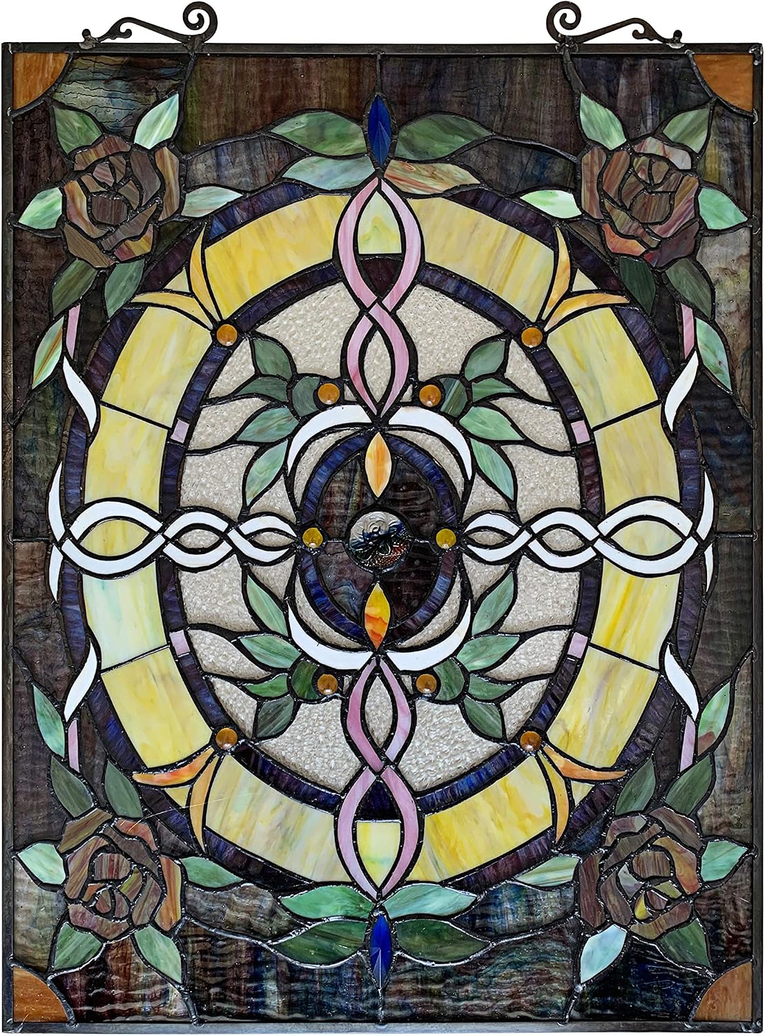 CHLOE Lighting BONICA Tiffany-Style Floral Stained Glass Window Panel 24" Height