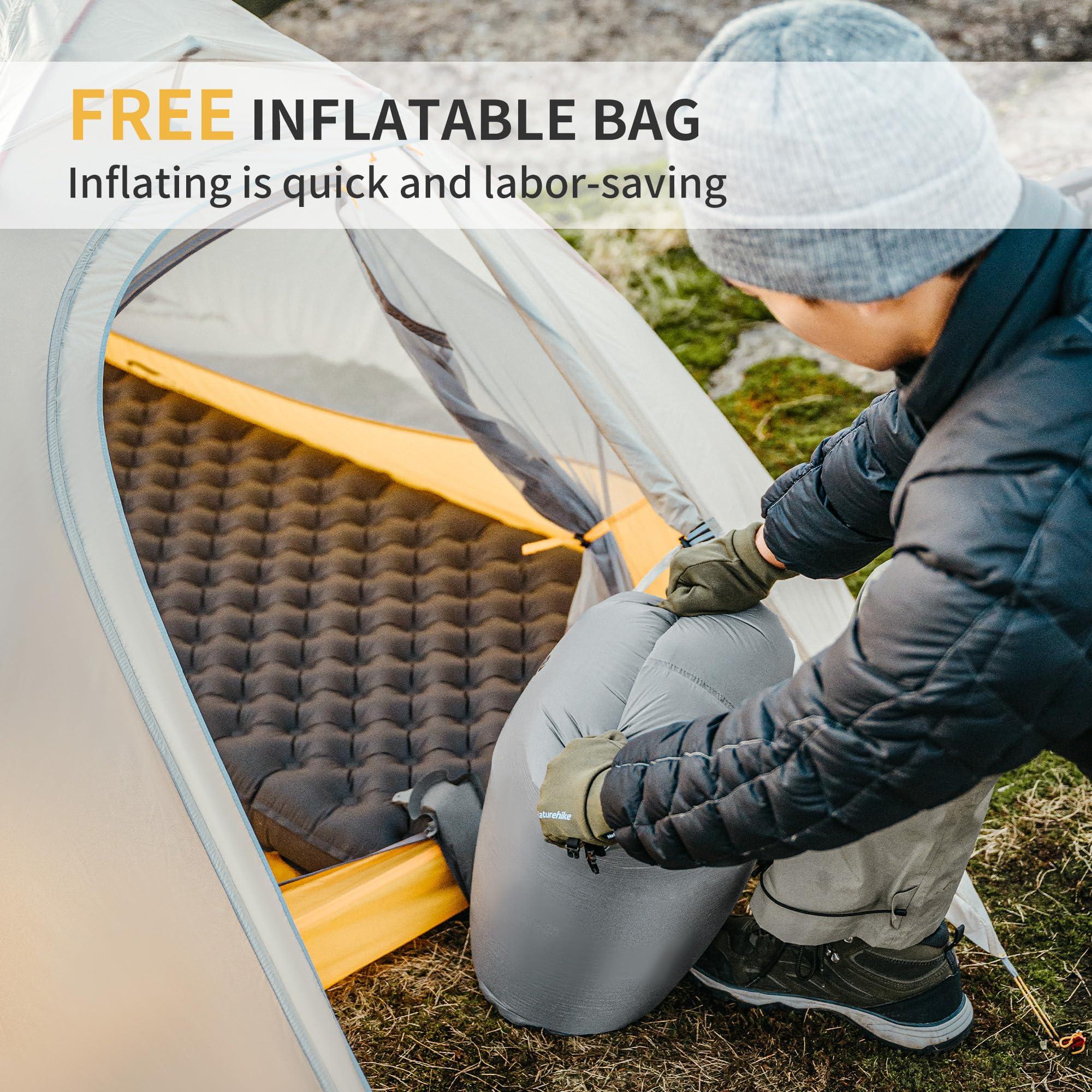 Naturehike Thermal 6,5 R- KäLtebestäNdige, Camping-Isomatte mit Seitenwänden, 4 Jahreszeiten, 10 cm Dick Ultraleicht, Selbstaufblasend, Langlebig, mit Aufblasbarer Tasche