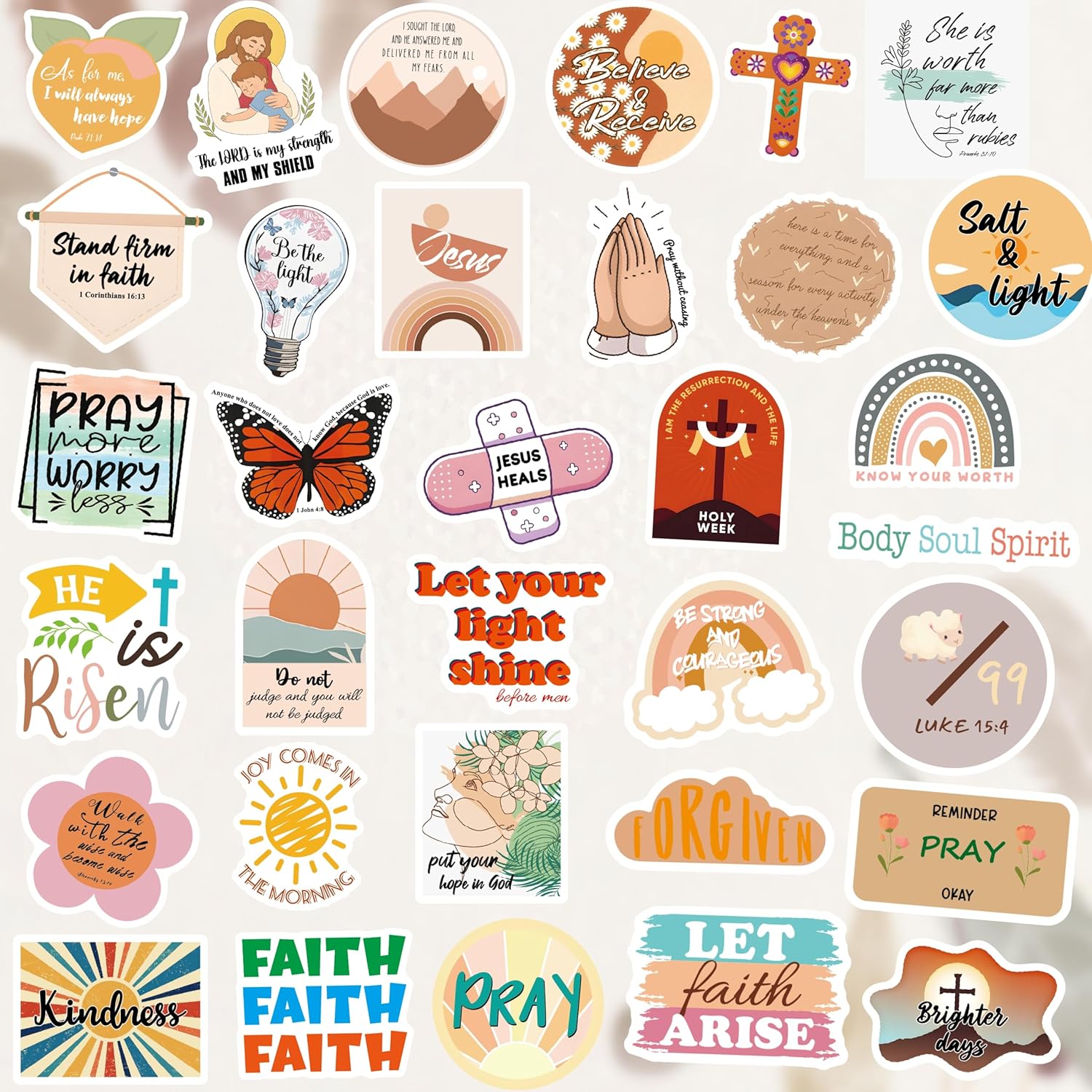 200pcs Religious Boho Christian Stickers,Jesus Bible Verse Stickers image 2