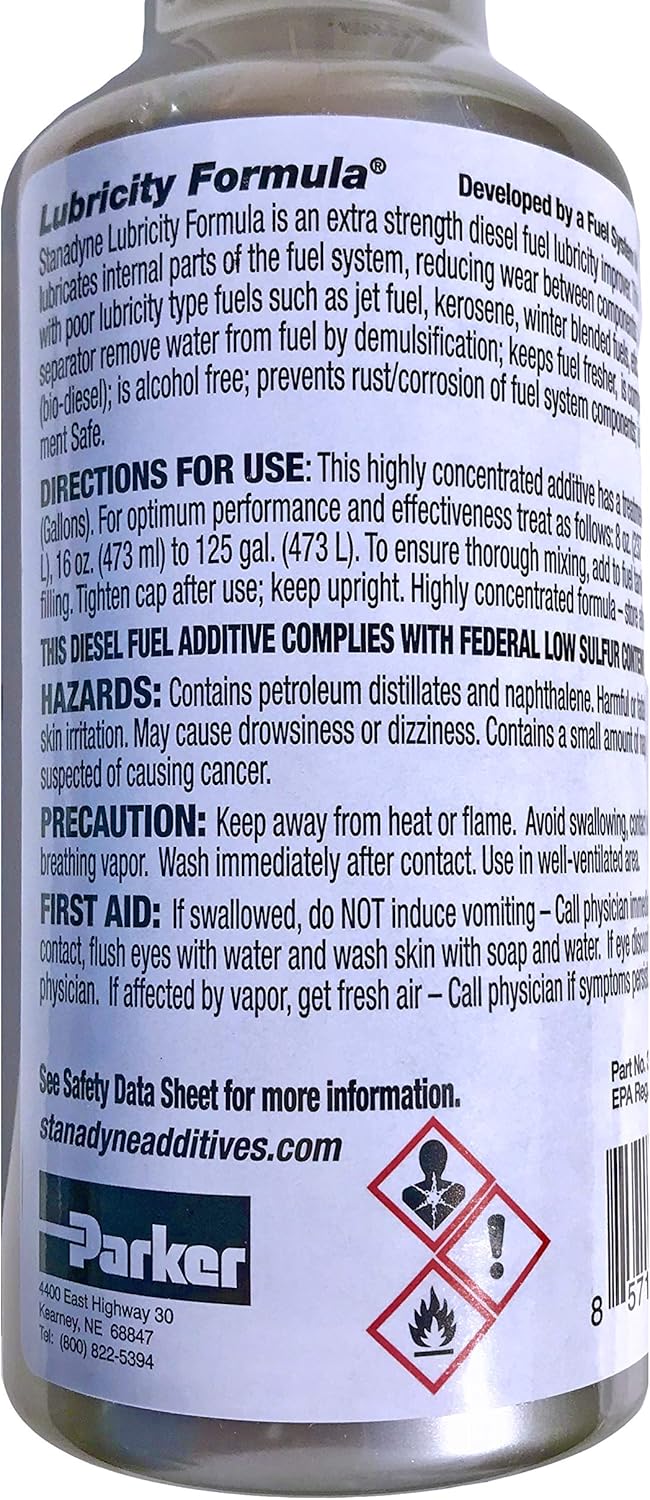 Stanadyne Lubricity Formula Pint Bottle 16 oz, Case of 12 Bottles Treats 125 gallons Diesel Fuel per Bottle.