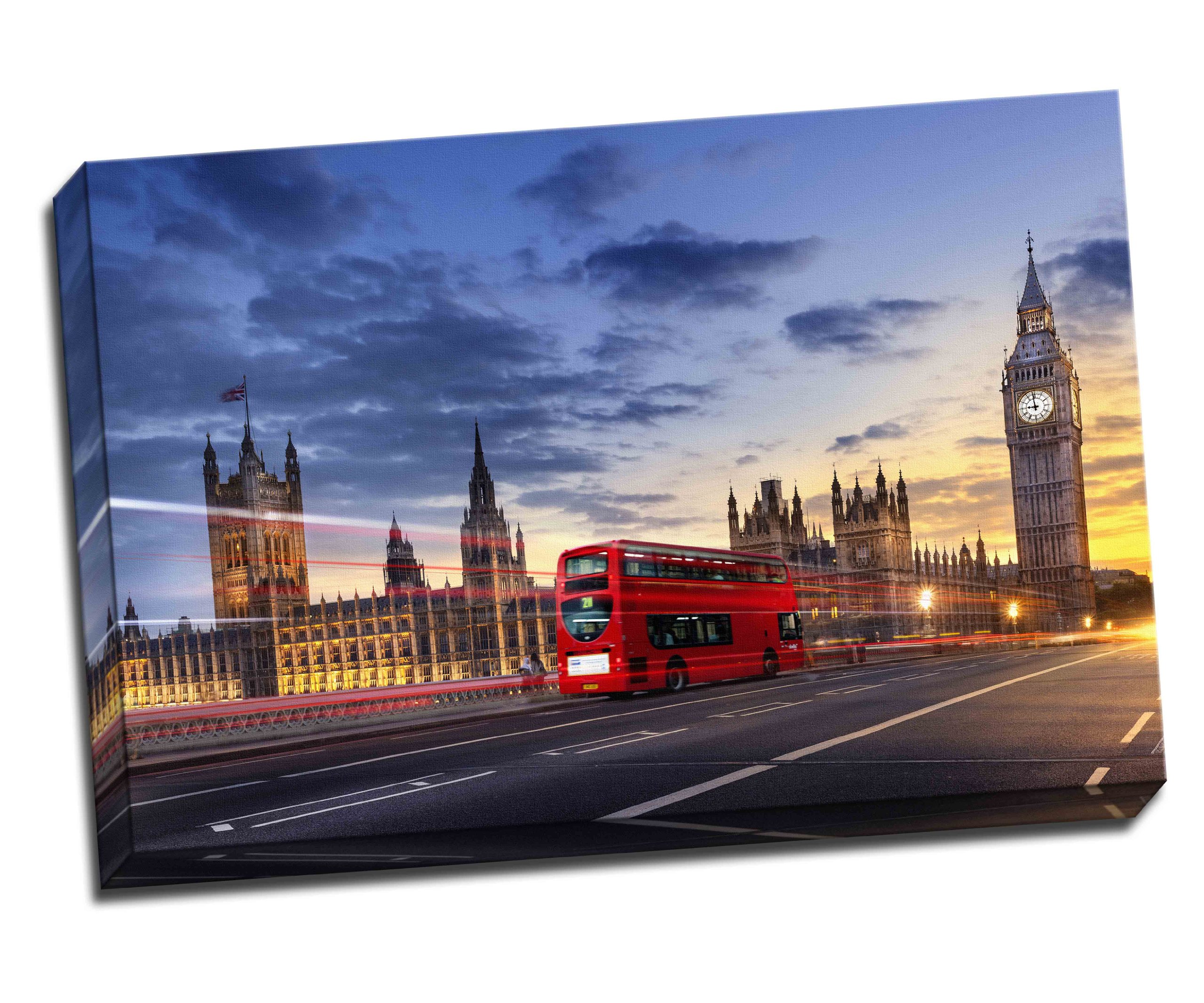 Westminster Abbey London Bus Big Ben London Canvas Art Print Poster 30"X 20" Inches