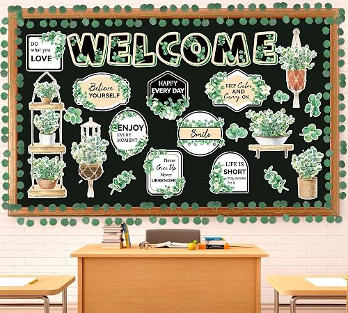 Eucalyptus Welcome Bulletin Board Set Greenery Classroom Decoration Plant Positi